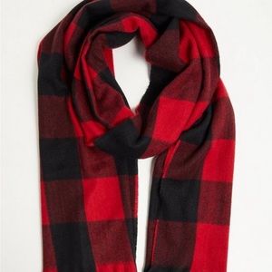 154. Blanket Scarf - Buffalo Check Red & Black